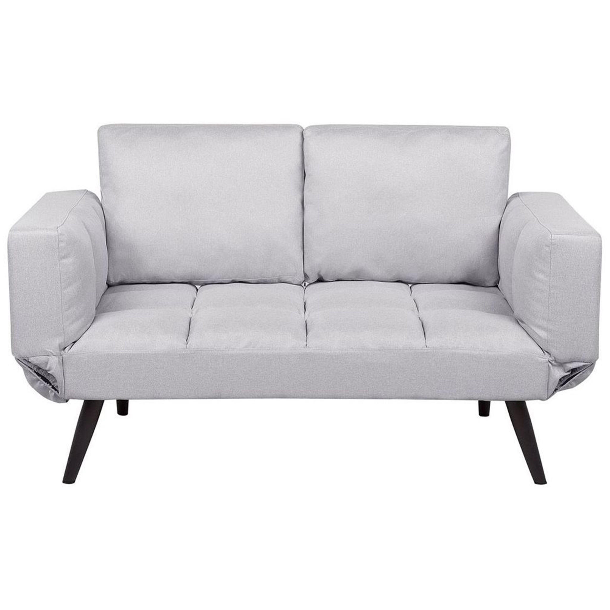 2-SITZER-SCHLAFSOFA Polsterbezug Hellgrau Brekke - Hellgrau, Textil (167/90/75cm) - Beliani