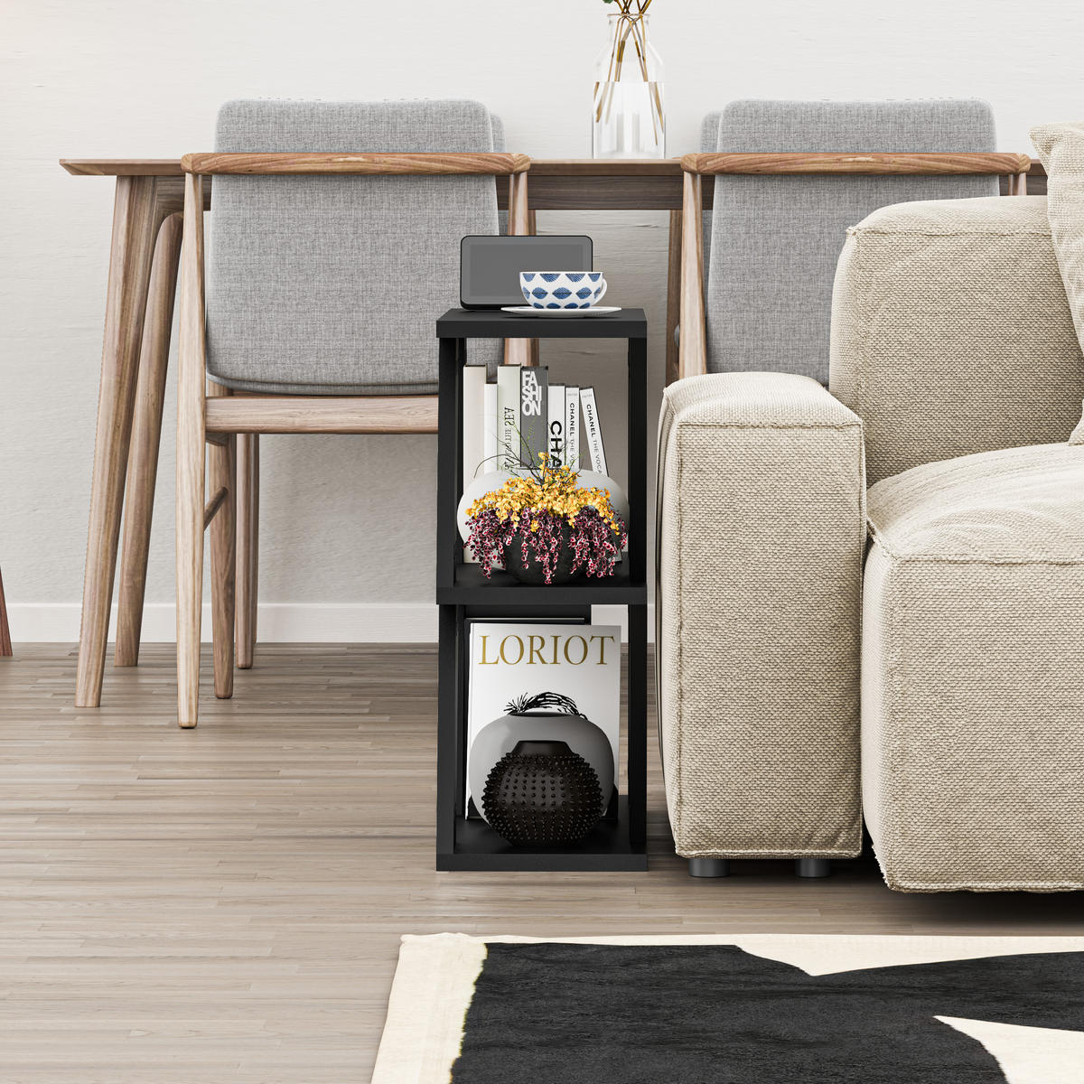 BEISTELLTISCH Lazena Schwarz Bute 60/21,2/55,4 cm - Schwarz, Holzwerkstoff (21.2/60/55.4cm) - Decortie