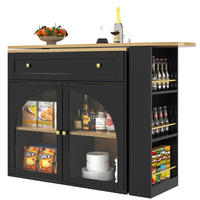 BARTISCH Ausziehbar 138–204x39x104cm 360° Glasregale Schwarz - Schwarz, Holzwerkstoff (39/138/104cm) - FLIEKS