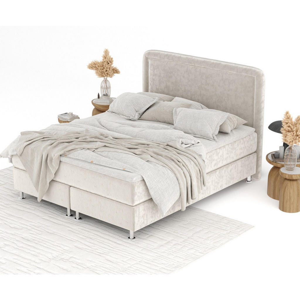 Thumbnail - Maison de Reve Boxspringbett, Ecru, Textil, Buche, Kiefer, H3, Höhe ca. 21 cm, 180x200 cm, Oeko-Tex® Standard 100, FSC 1...