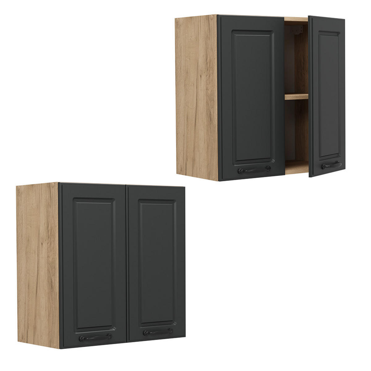 HÄNGESCHRANK R-Line Anthrazit Landhaus 60 cm - Honigeiche/Anthrazit, Holzwerkstoff (60/60/31cm) - Vicco
