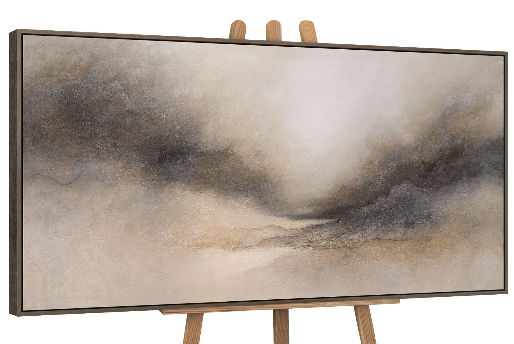 GEMÄLDE Nebliger Morgen Schattenfugenrahmen Grau 140x70 cm - Grau, Holz (140/70cm) - YS-art gallery