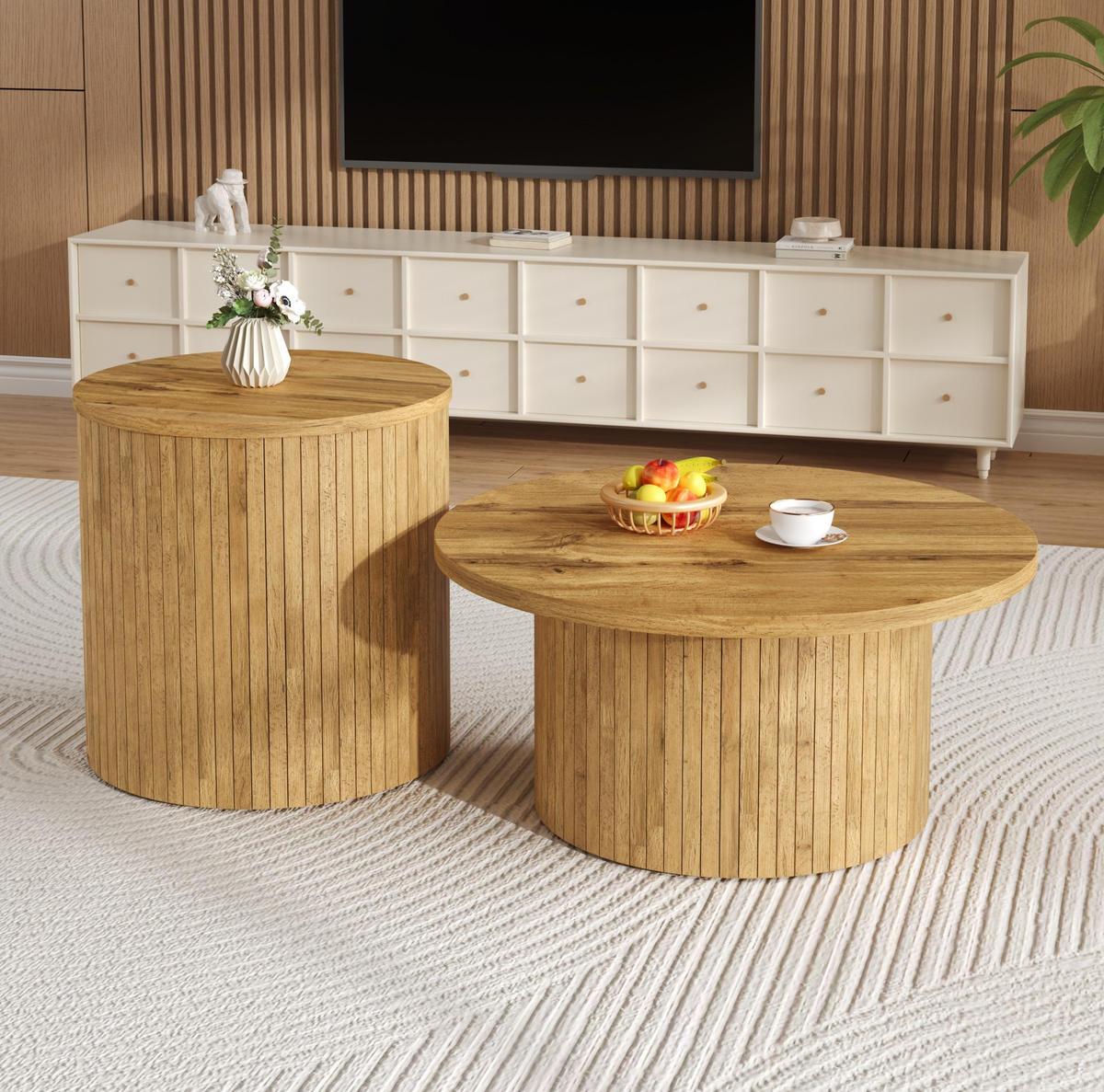 COUCHTISCH-SET aus MDF 75x75x36 cm und 50x50x50,5 cm Natur, 2-teilig - Naturfarben, Holzwerkstoff (75/75/36cm) - IVMEU