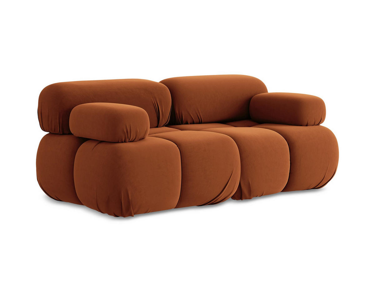 2-SITZER-SOFA Samt Stoff Orange - Beige/Terra cotta, Kunststoff/Textil (190/70/96cm) - Makamii