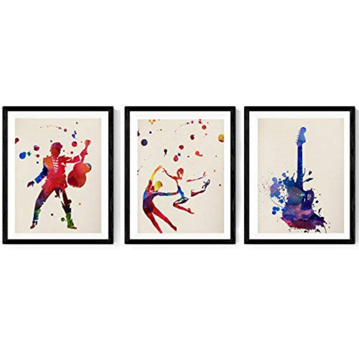 POSTER Set Mit 3 Viva La Musik – Aquarell A4 Rahmenlos - Klar, Papier (29.7/5/21cm) - Nacnic