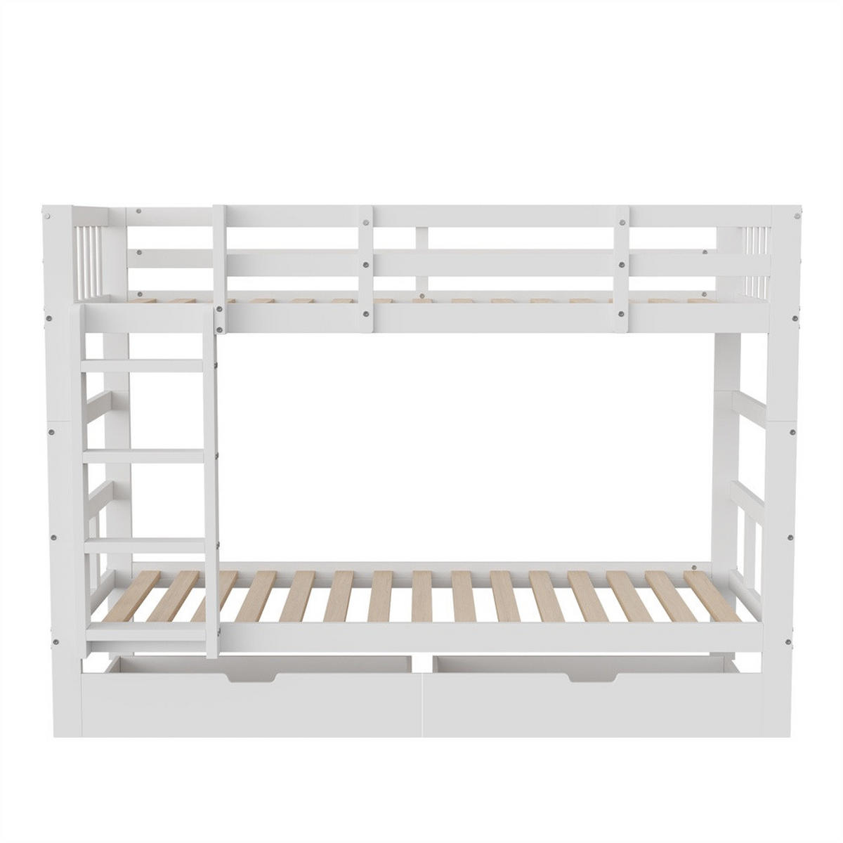ETAGENBETT 90x200 cm - teilbar in zwei Einzelbetten - mit 2 Schubladen - ohne Matratze - Weiß - Weiß, Holz (90/200cm) - DELFA