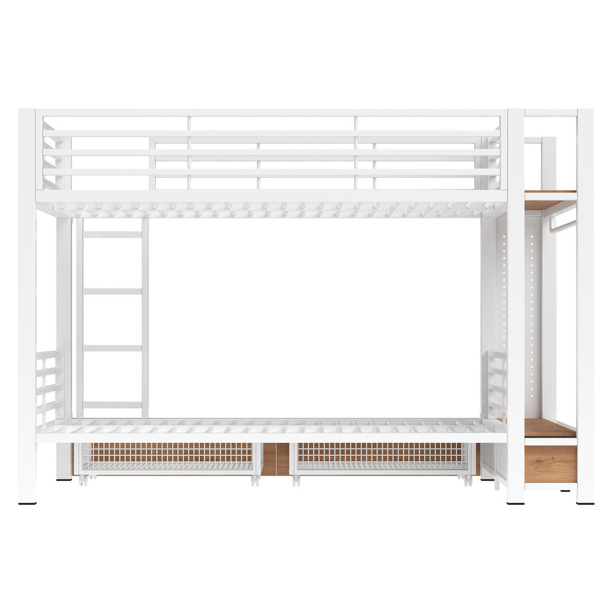 ETAGENBETT 90/200 cm mit LED und Schubladen, DE-41971, in Weiß - Weiß, Metall (90/200cm) - ComfortXL