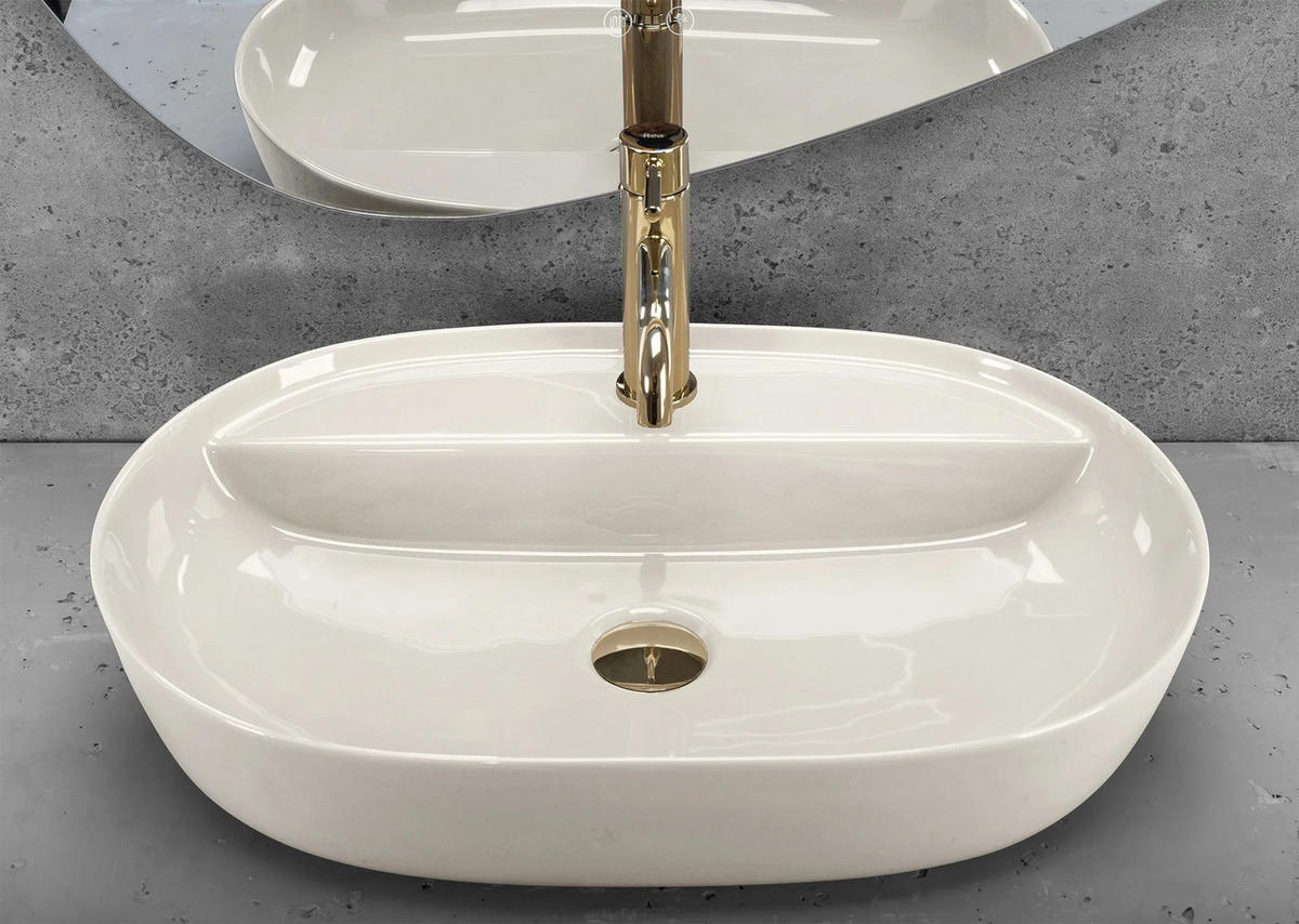 AUFSATZWASCHBECKEN Rea Aura 61 Ecru Shiny - Ecru, Keramik (41/13/61cm) - REA