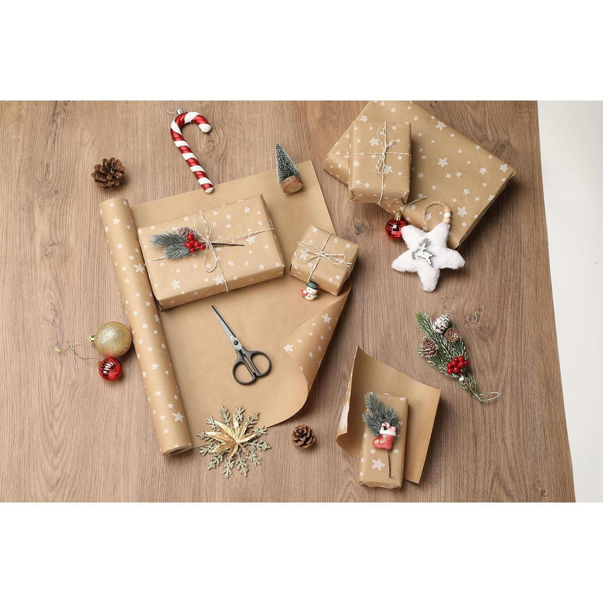 GESCHENKPAPIER Weihnachten 44 cm x 15 m Stern - Braun, Papier (44/440/1500cm)