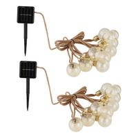 LED AUSSENLEUCHTE Solar Lichterkette Braun Hanfseil - Braun, Kunststoff (570/6/10.6cm) - Globo Lighting