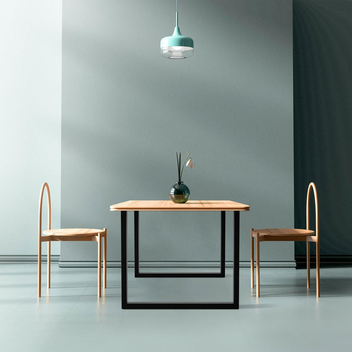 TISCHBEINE 2er Set 90 x 72 cm Schwarz - Schwarz, Metall (90/72/8cm) - ECD-Germany