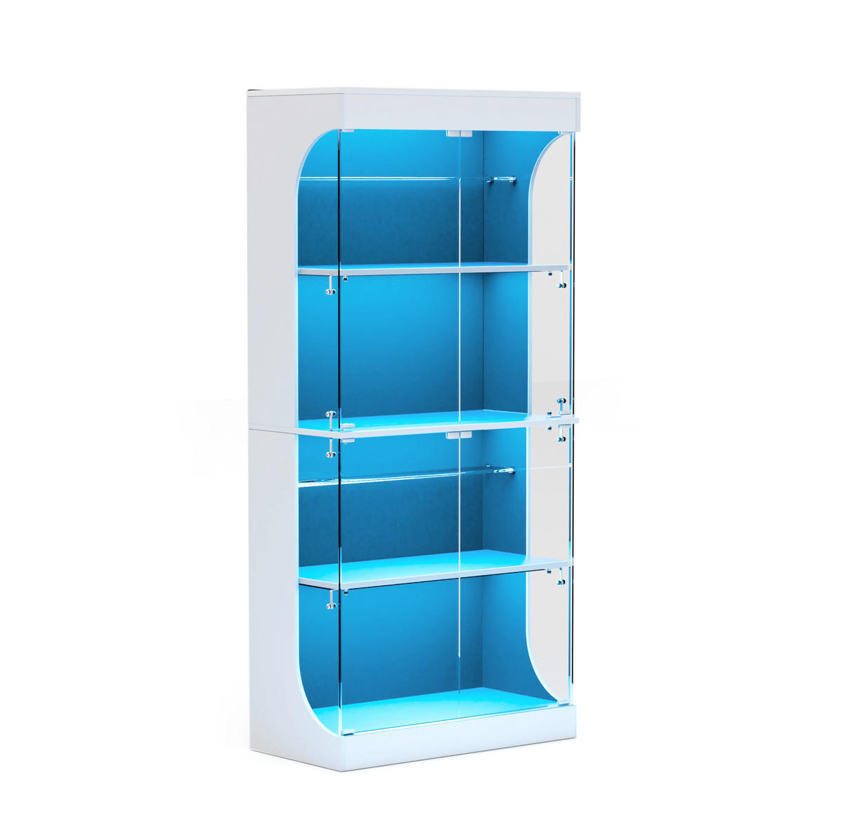 VITRINA 80/35/165 cm bijela od stakla i iverala s LED rasvjetom i senzorom pokreta - bijela, drvni materijal (80/165/35cm) - OKWISH