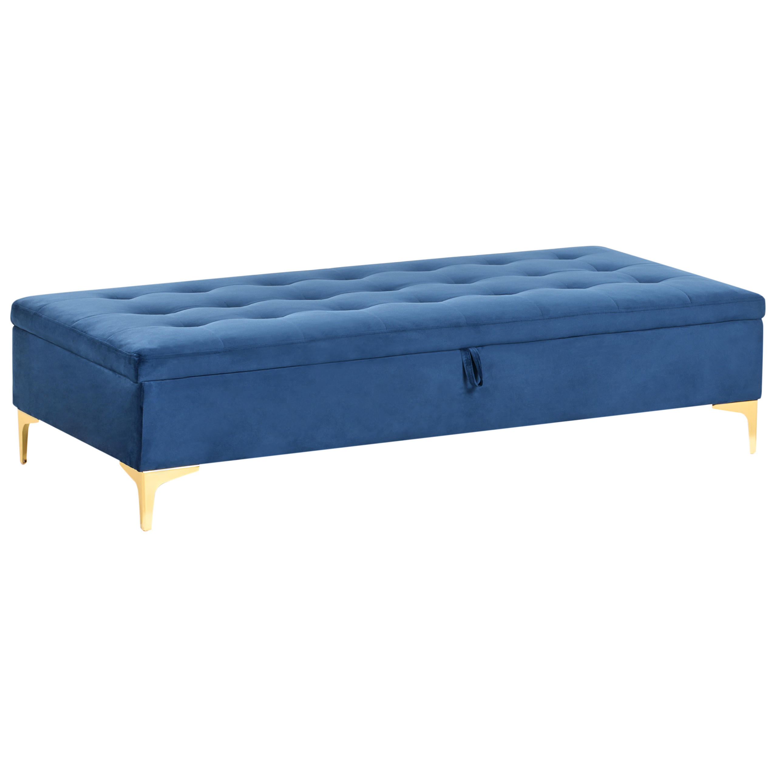 OTTOMANE mit Stauraum Samtstoff Marineblau Aberdeen - Hellblau, Textil (158/39/78cm) - Beliani