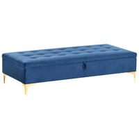 OTTOMANE mit Stauraum Samtstoff Marineblau Aberdeen - Hellblau, Textil (158/39/78cm) - Beliani
