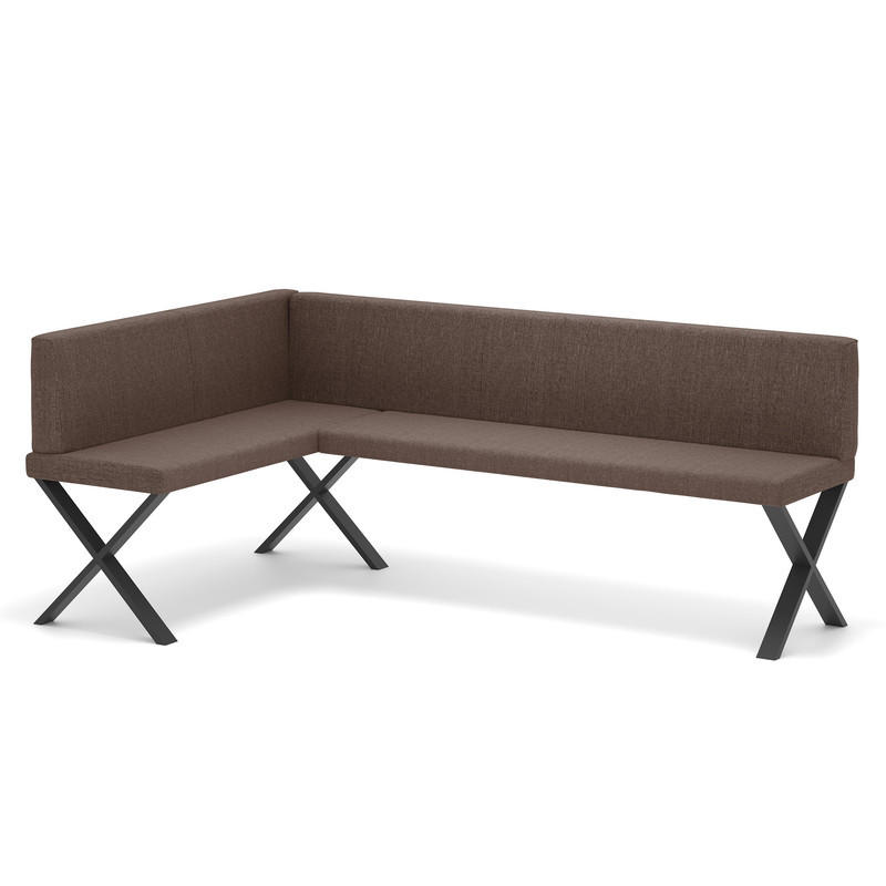 ECKBANK links VERO X Webstoff glatt, 128/168 cm Braun - Braun, Textil/Metall (128/168cm) - Idohome