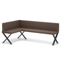 ECKBANK links VERO X Webstoff glatt, 128/168 cm Braun - Braun, Textil/Metall (128/168cm) - Idohome