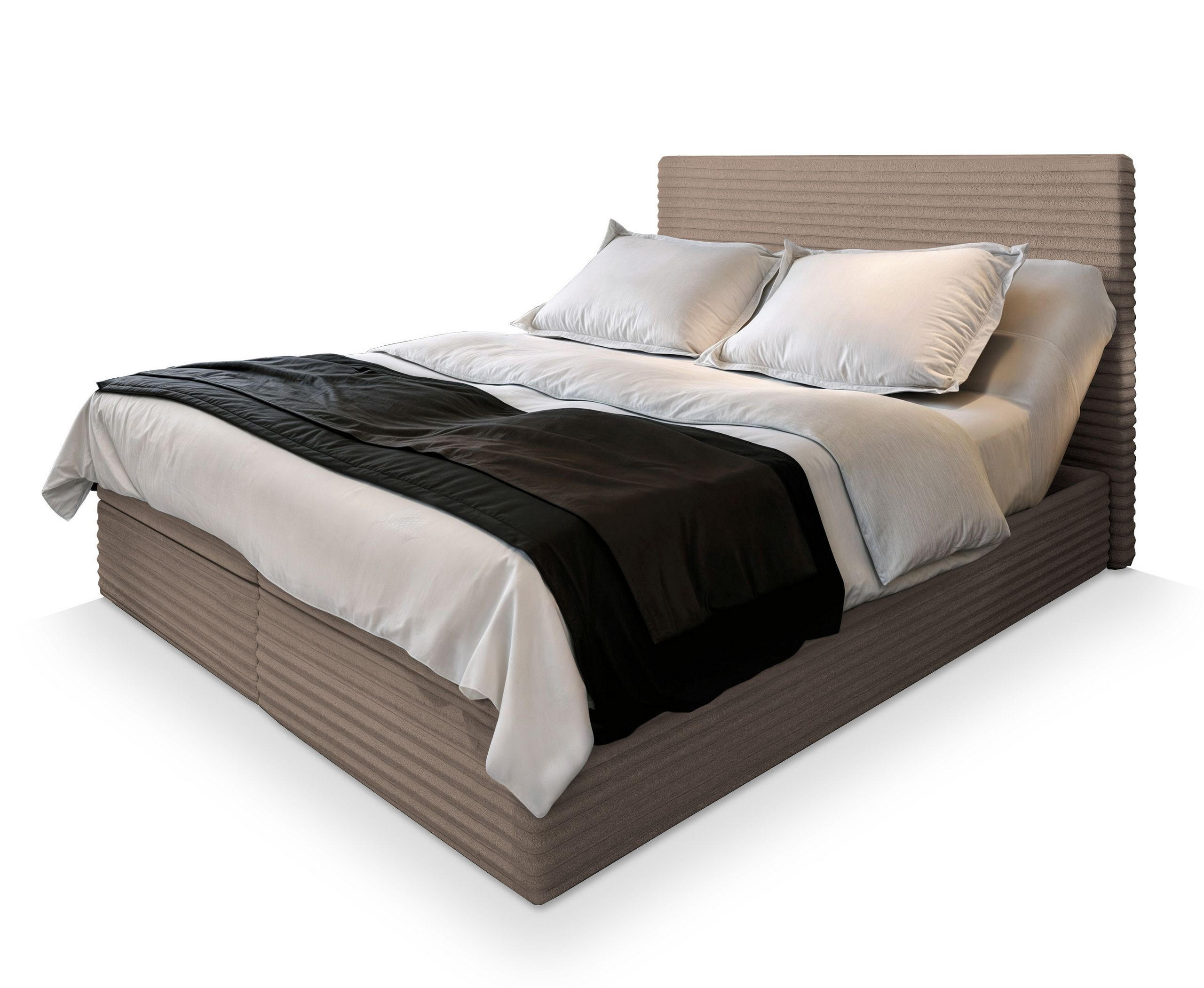 POSTEL BOXSPRING MILARA 160x200 cm, s matrací a úložným prostorem, béžová - béžová, kompozitní dřevo/textil (160/200cm) - MASSENO