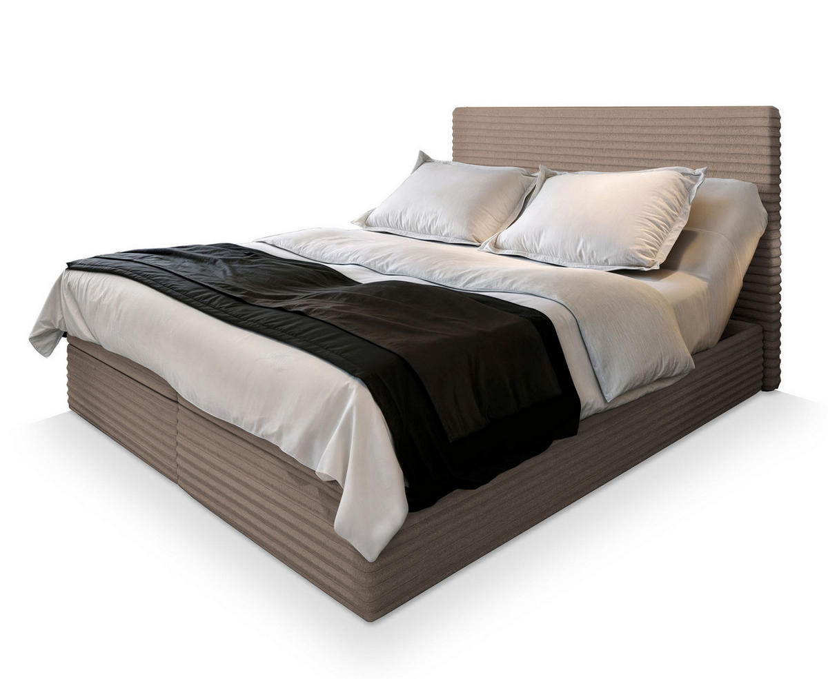 POSTEL BOXSPRING MILARA 160x200 cm, s matrací a úložným prostorem, béžová - béžová, kompozitní dřevo/textil (160/200cm) - MASSENO