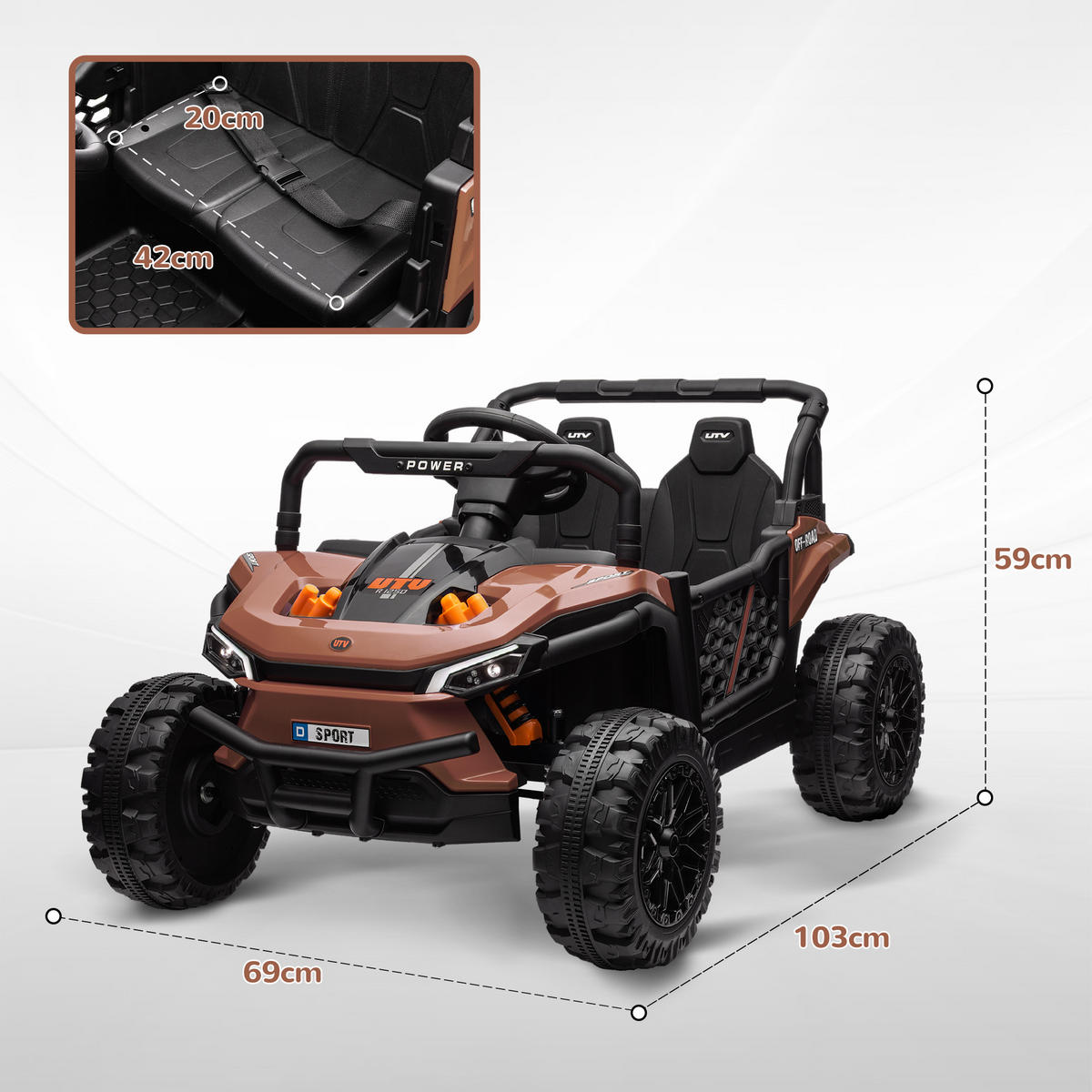 ELEKTRO-KINDERAUTO DE-13045 2,4G Fernbedienung Braun - Braun, Kunststoff (103/69/59cm) - ComfortXL