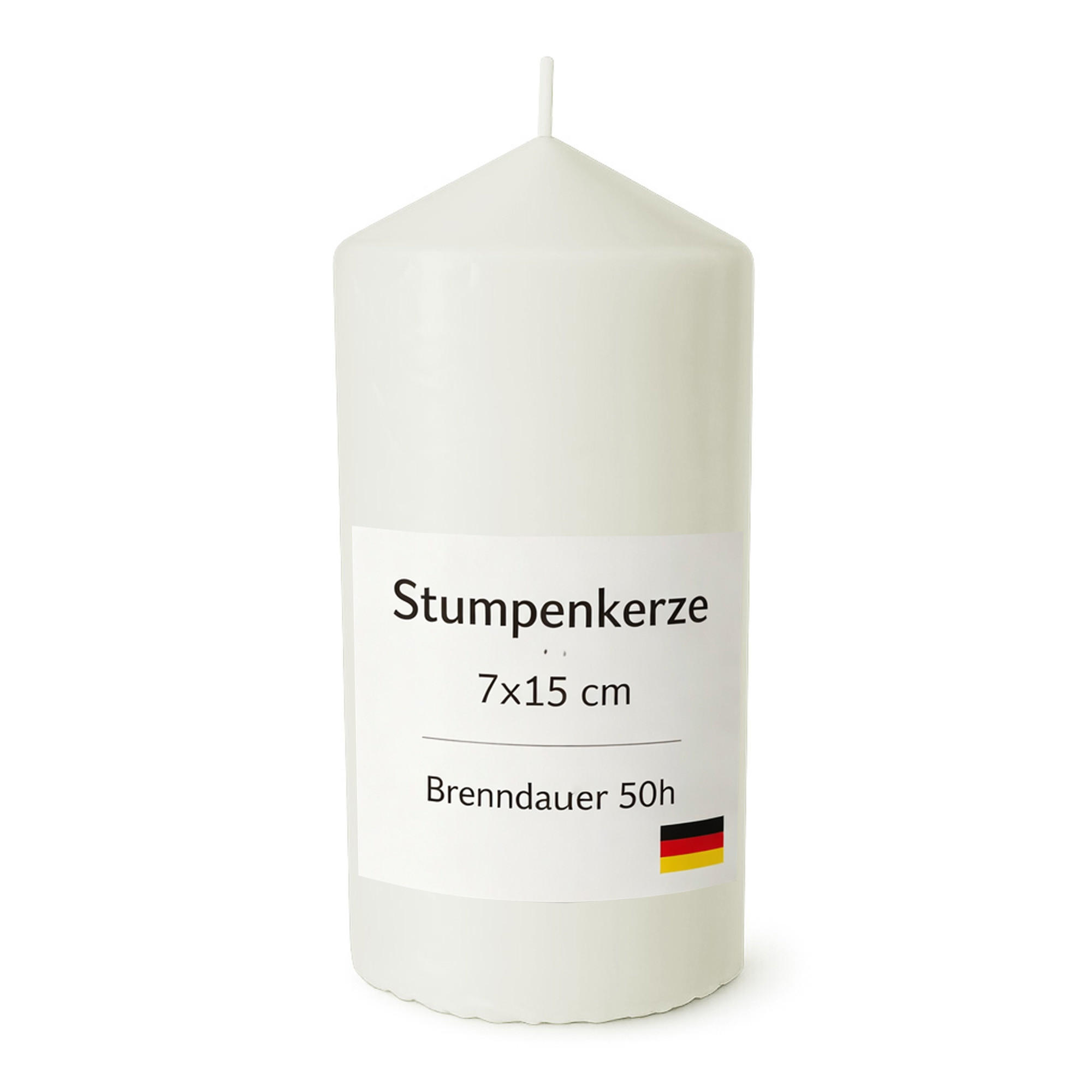 STUMPENKERZE Ø7cm x 15cm Weiß 1er Pack - Weiß, Naturmaterialien (15cm) - HS Candle