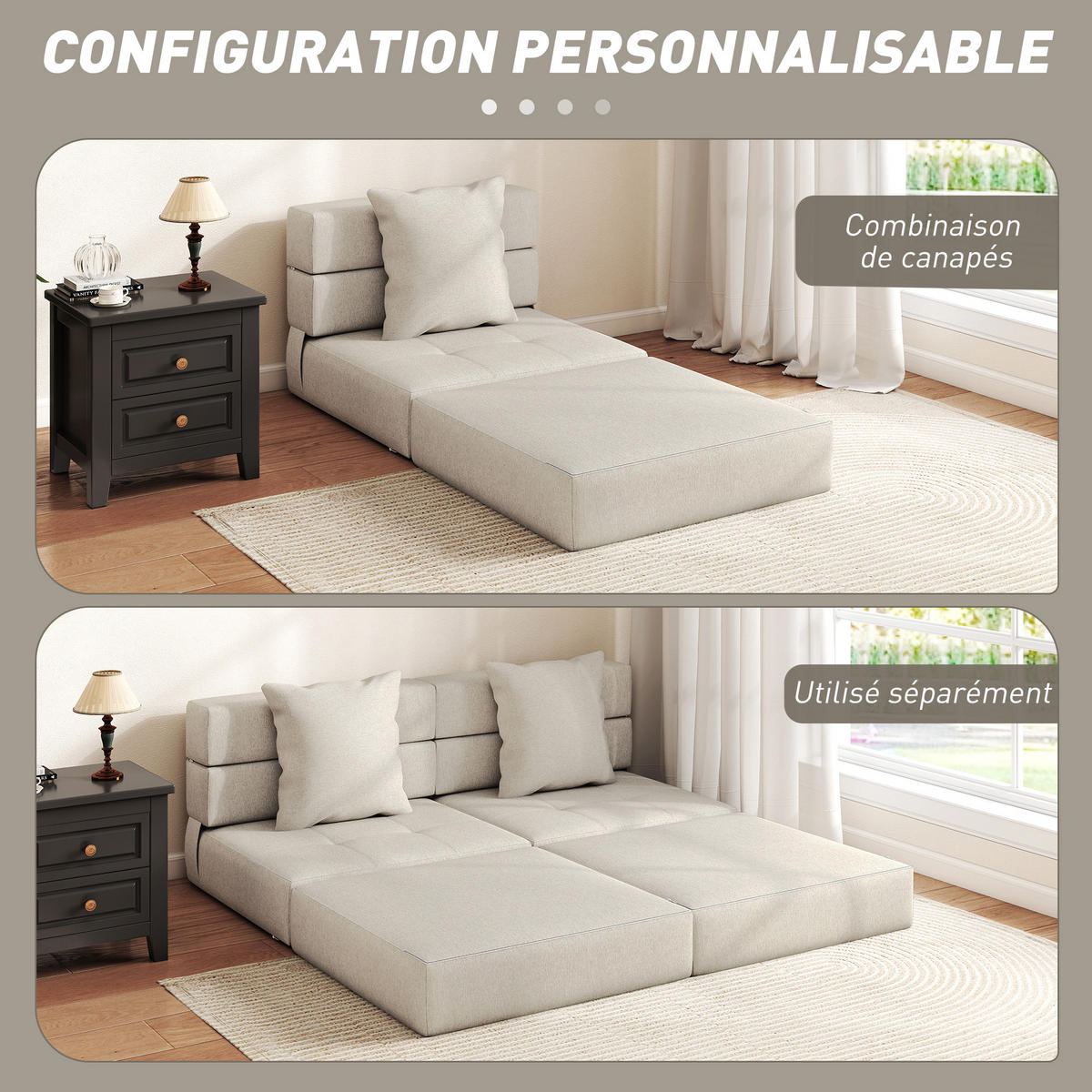 SCHLAFSESSEL DE-14621 mit abnehmbarem Kissenbezug Beige - Beige, Textil (70/61/70cm) - ComfortXL