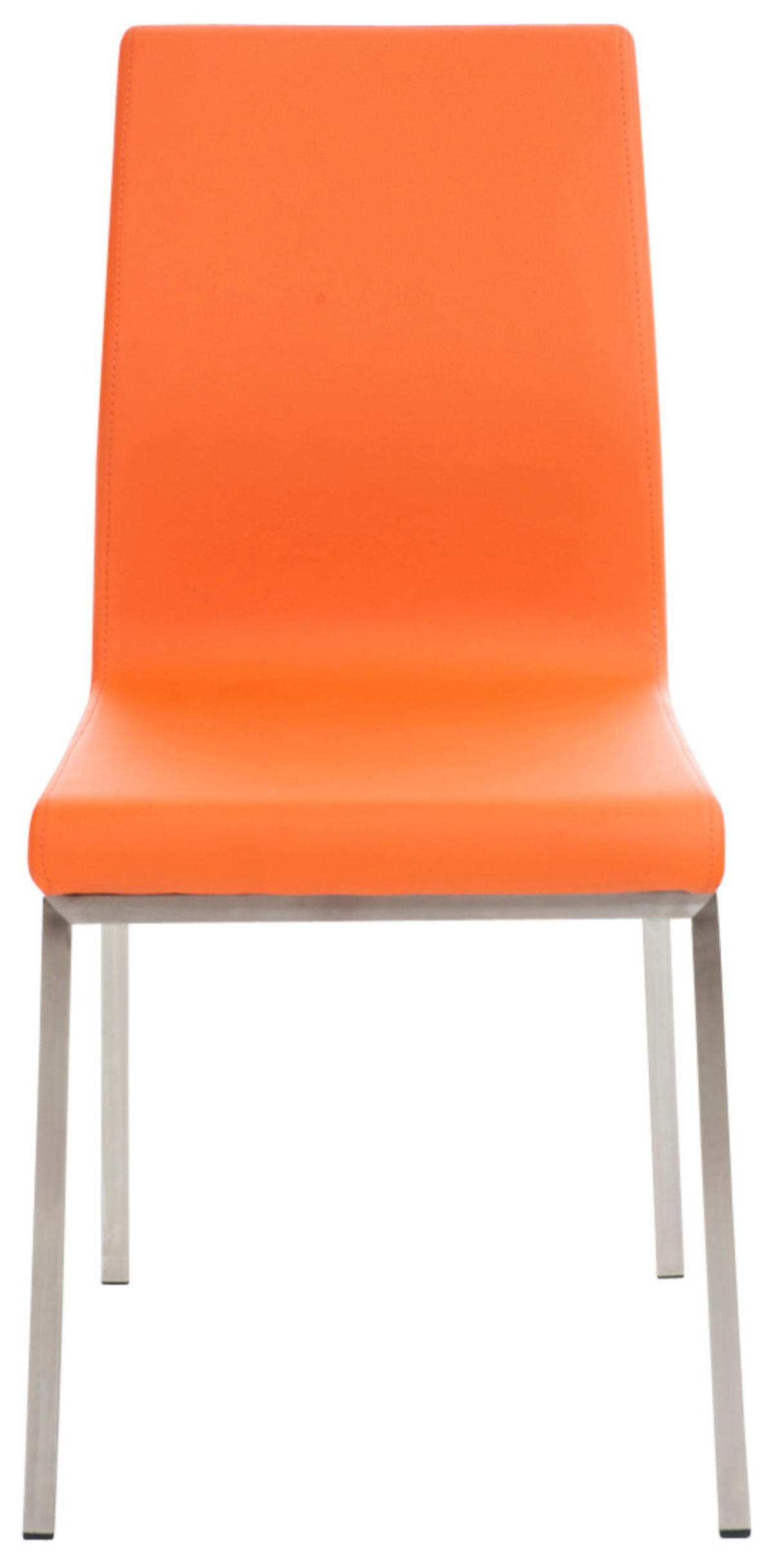 STUHL 2er Set Lederlook Orange - Edelstahlfarben/Orange, Textil/Metall (40/88/50cm) - CLP