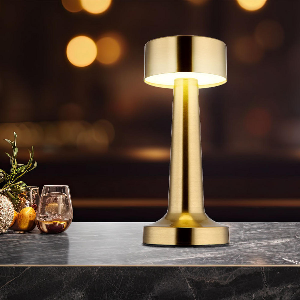 LED TISCHLEUCHTE Angelika Messing - Messingfarben, Metall (9/9/21cm) - Globo Lighting