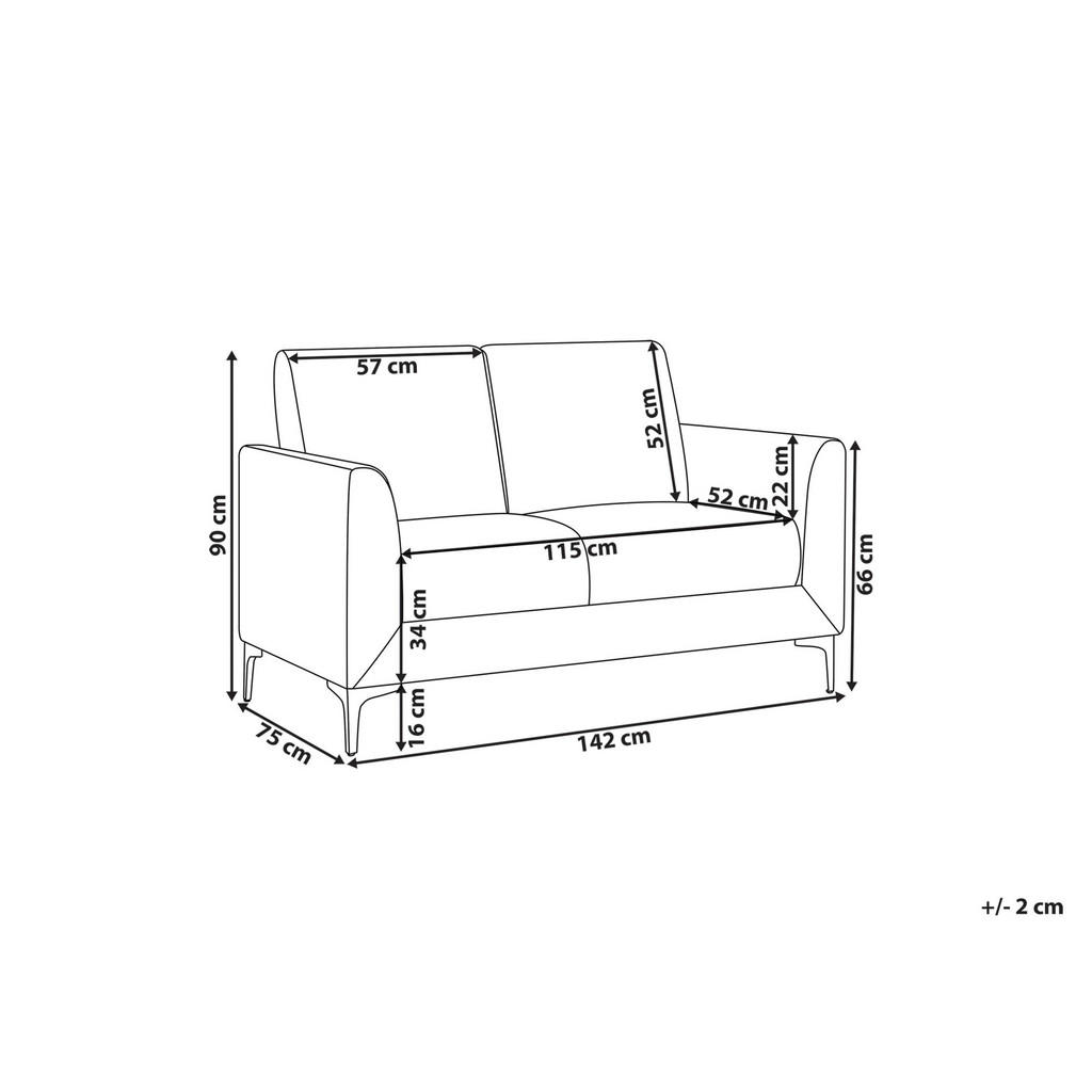 Thumbnail - Beliani 2-Sitzer-Sofa, Hellblau, Textil, 142x90x75 cm, Wohnzimmer, Sofas & Couches, Sofas, 2-Sitzer Sofas