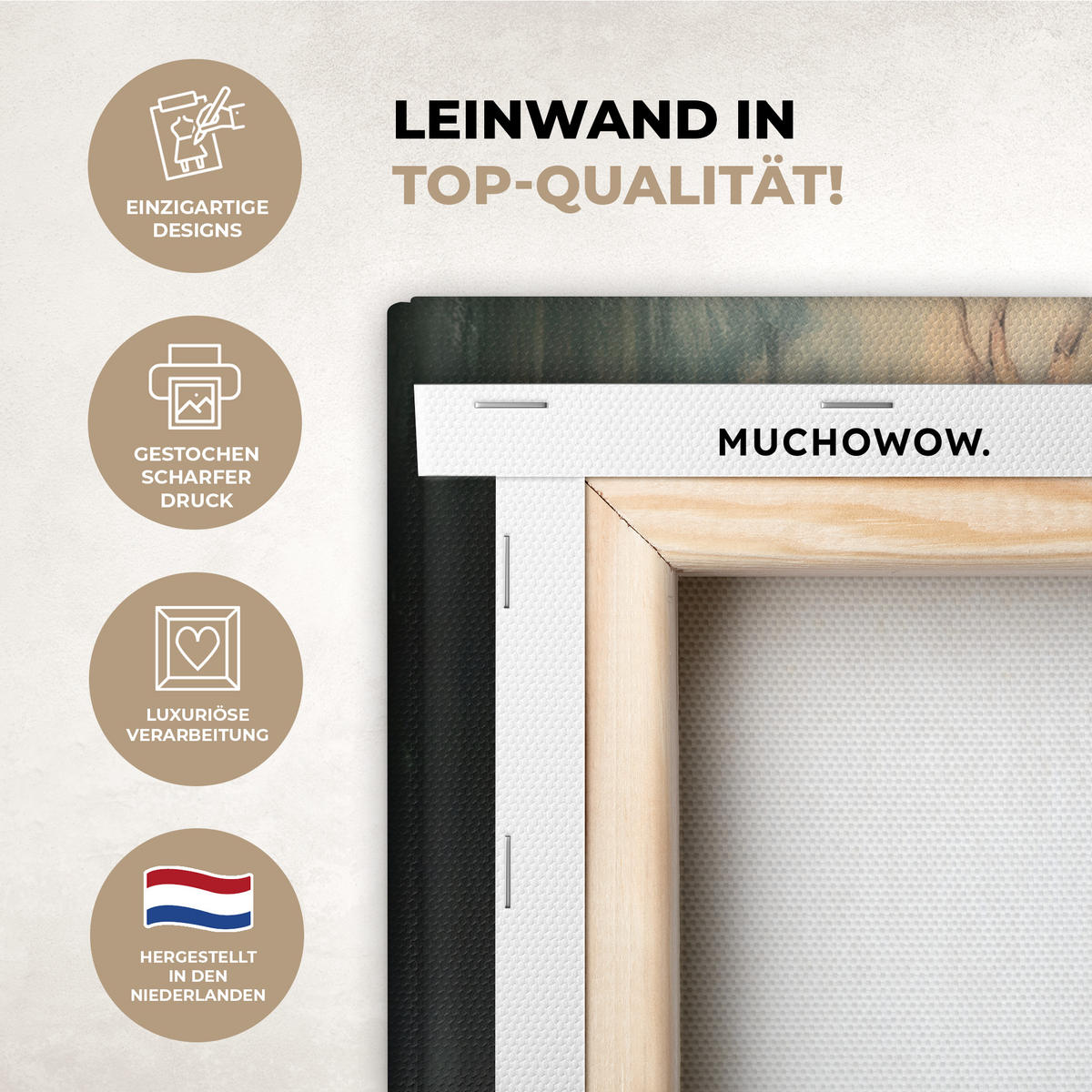 OBRAZ NA PLÁTNĚ Jelen - malovaný - paroží - hnědé 60x40 cm - barva lískového ořechu, textil (60/40cm) - MuchoWow