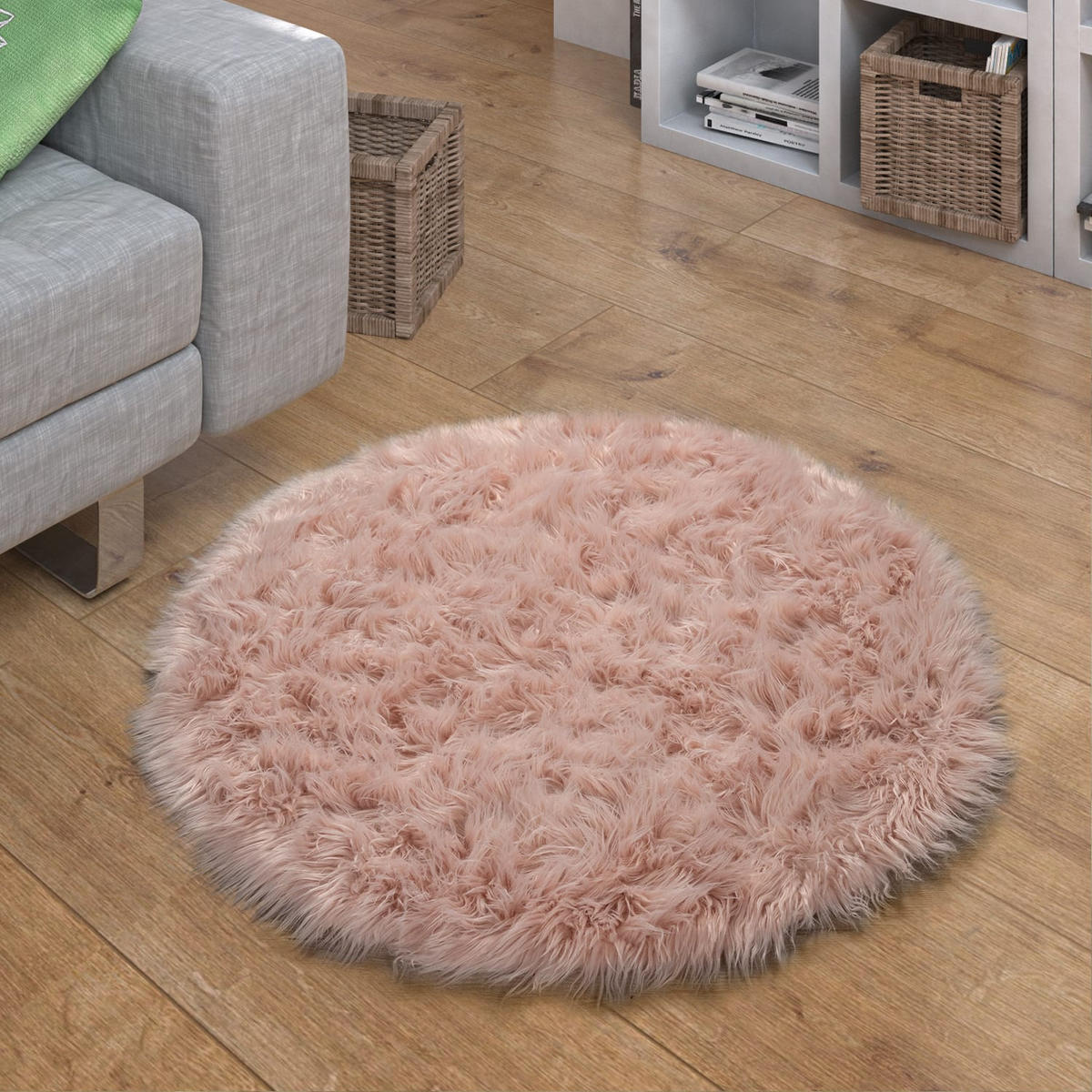 HOCHFLORTEPPICH Waschbar, einfarbig, Rosa, Ø 60 cm - Rosa, Textil (60/60cm) - KADIMA DESIGN