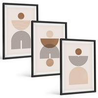 BILDER SET 3er Set - 40x60 cm Schwarzer Rahmen - Abstrakte braune Formen - Schwarz, Kunststoff (40/60cm) - TULUP