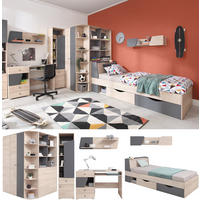 JUGENDZIMMER Davis Set C mit Bett 90 x 200 - Eiche Anthrazit - Eichefarben/Anthrazit, Holzwerkstoff (135/190/135cm) - QMM TraumMöbel