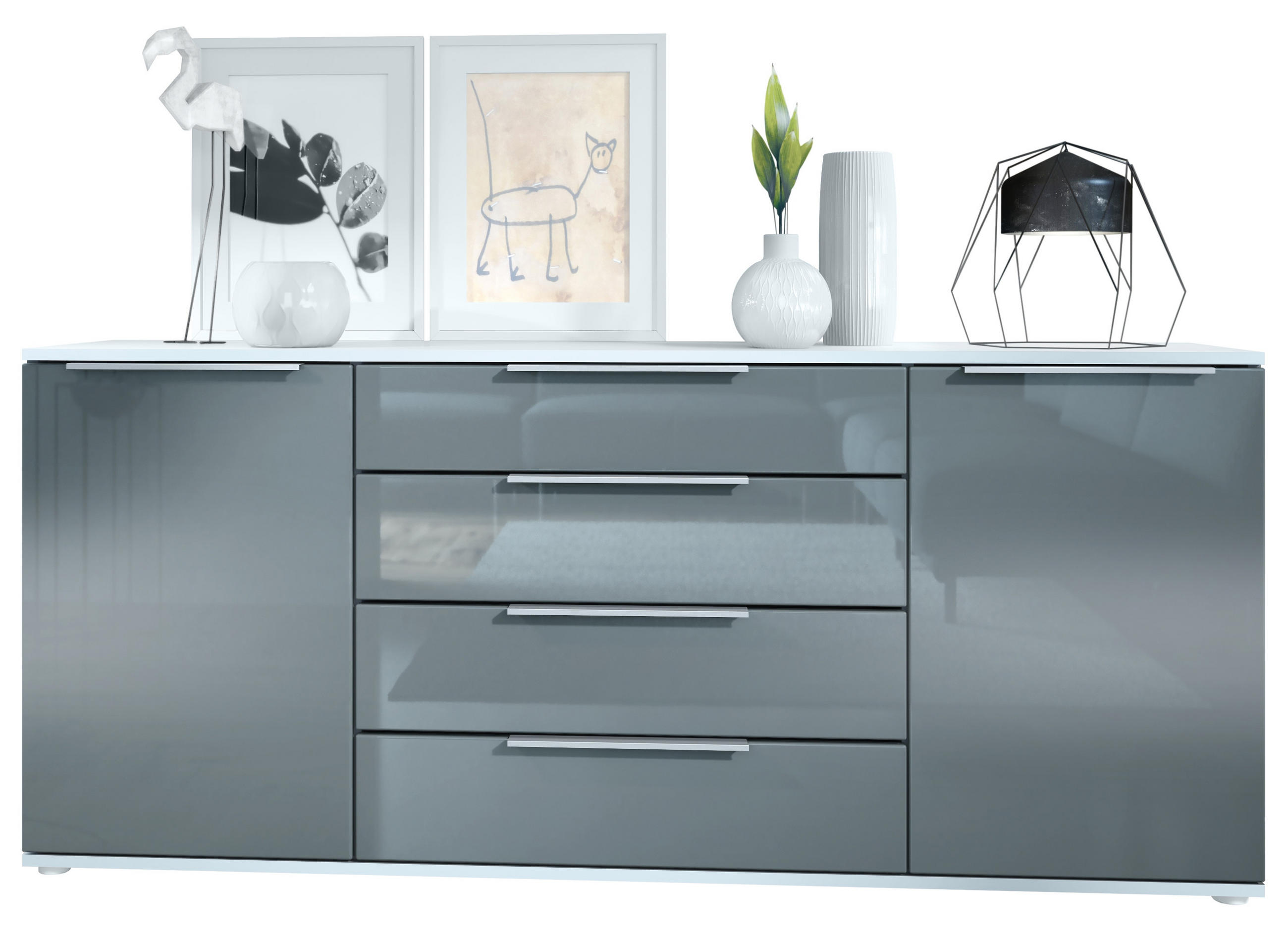 Vladon SIDEBOARD Grau 167cm × 35cm × 73cm