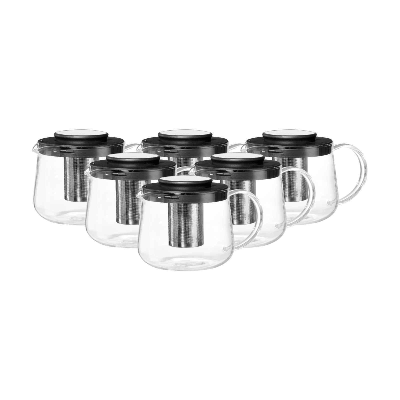TEEKANNEN MIT SIEB Yucca schwarz-transparent 1,5 l 6er Set - Transparent/Schwarz, Glas (1.5L) - Ritzenhoff Breker