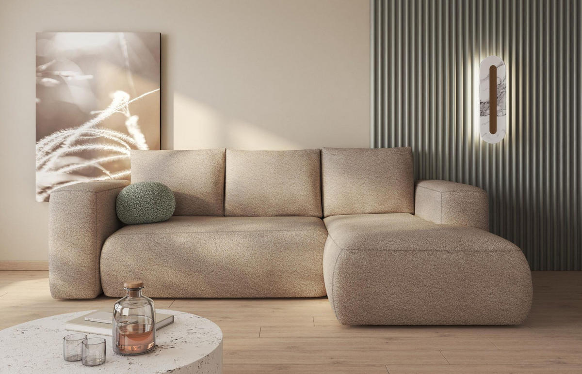 ECKSOFA LAMBI, Beige - Lambi 06 - Beige, Textil (266/114cm) - Moderno Meble