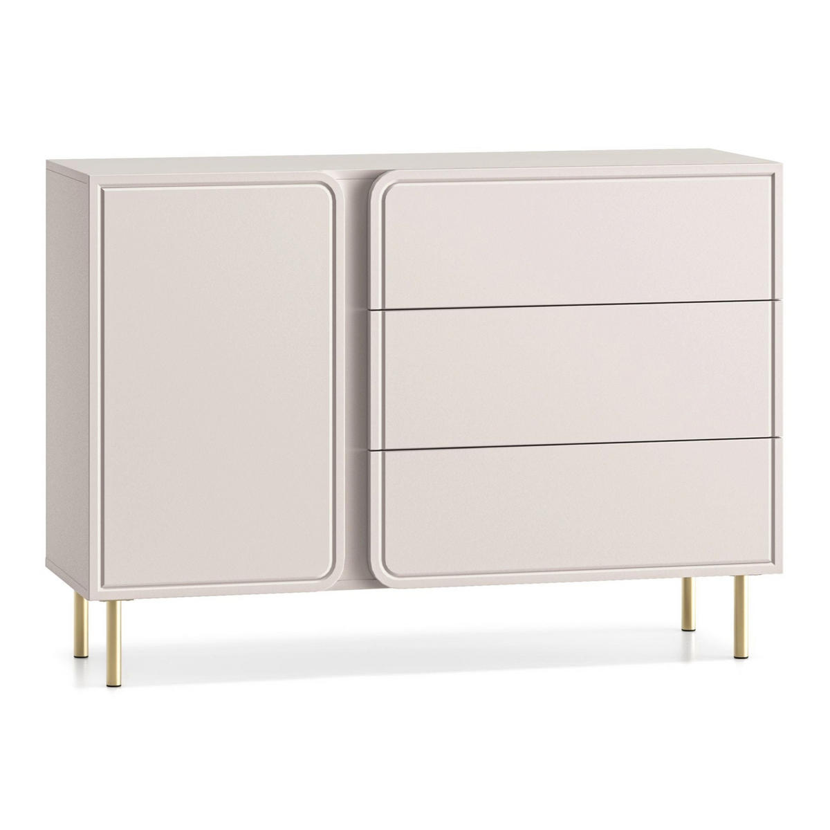SIDEBOARD Loppa Kaschmirbeige 120 cm - Beige/Goldfarben, Holzwerkstoff/Metall (120/85/40cm) - Selsey