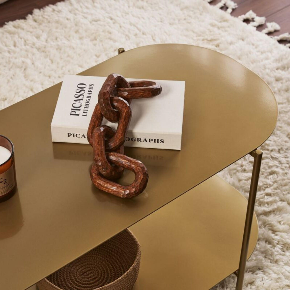 COUCHTISCH mit 2 ablagen mit abgerundeten kanten 51/100/45 cm - Goldfarben, Metall (104/51/45cm) - Calicosy