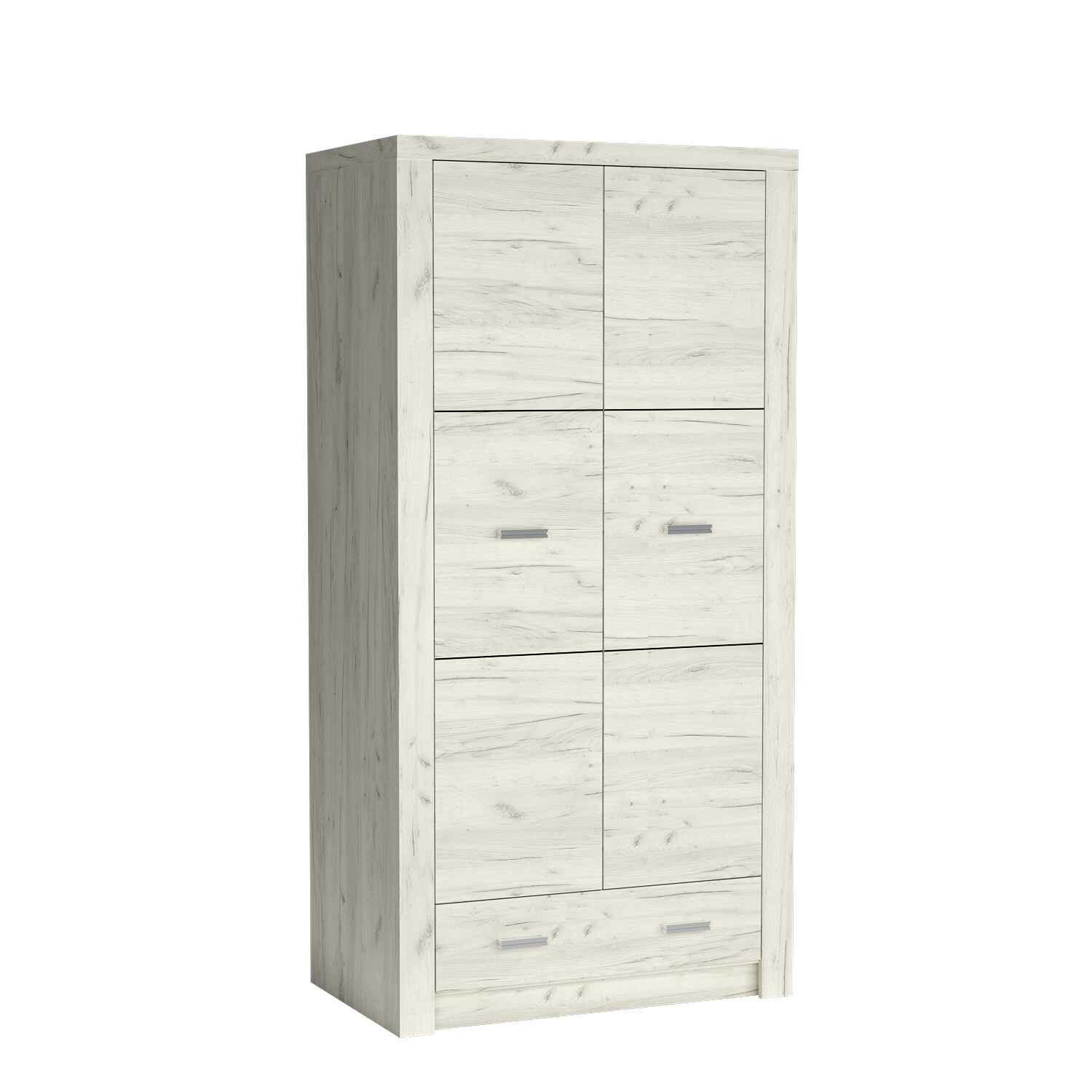 Masseno Drehtürenschrank Eiche Bianco 96x192x58 cm