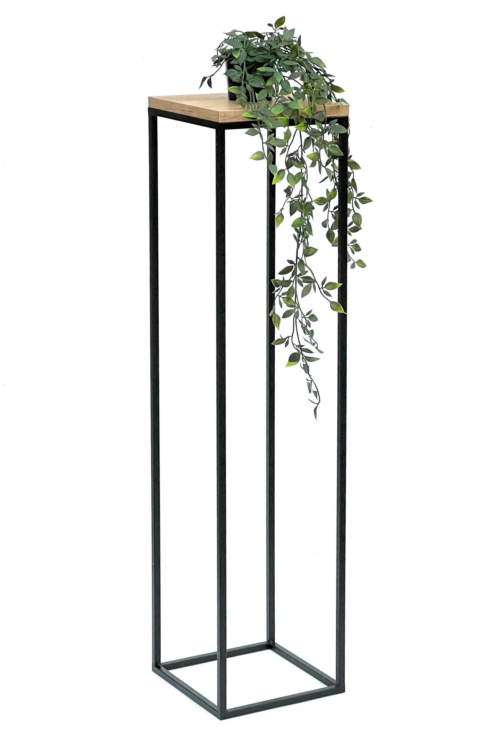 BLUMENHOCKER Eckig Metall Holz Schwarz 100 cm 96353 - Schwarz, Metall (24/100/24cm) - DanDiBo