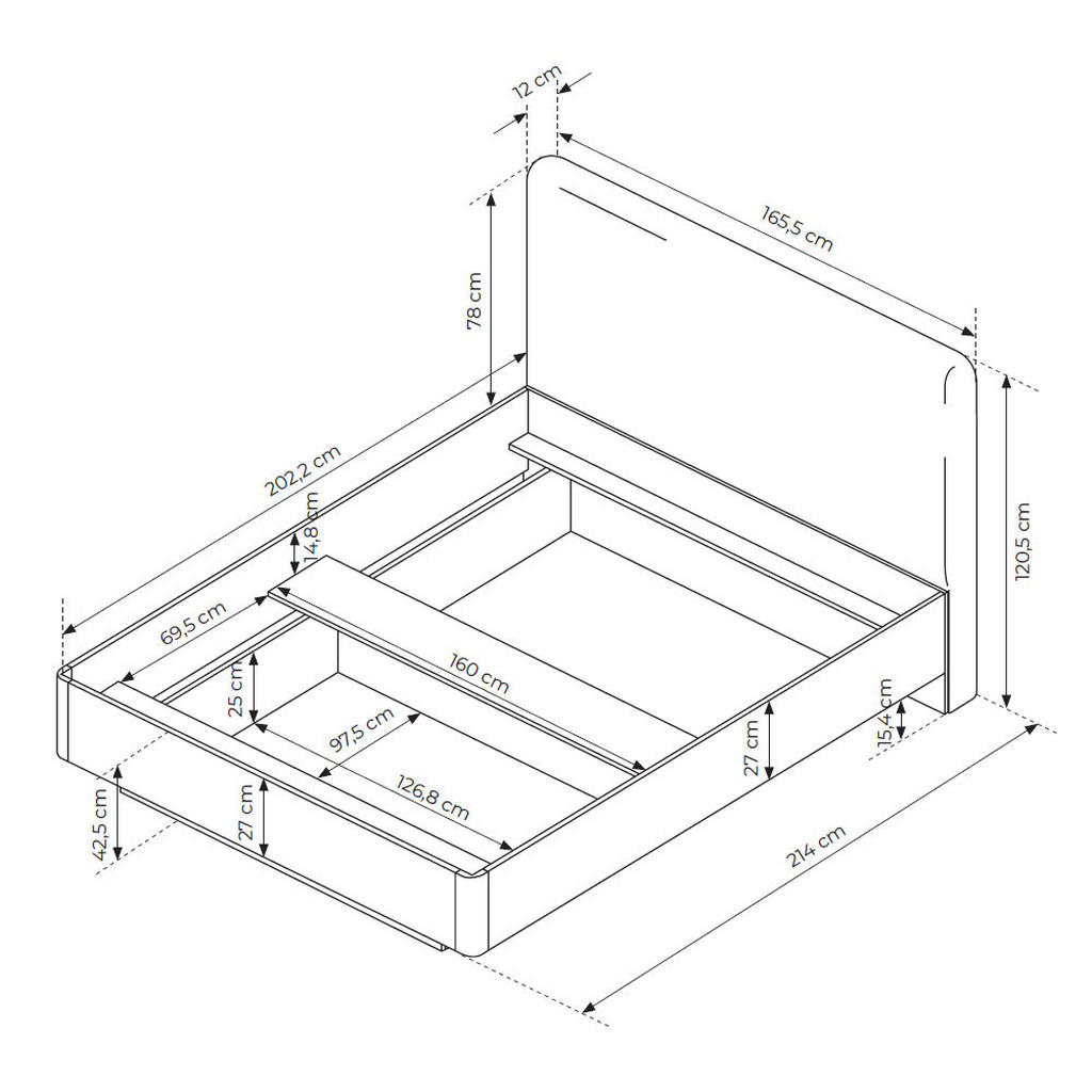 Thumbnail - Feldmann-Wohnen Bett, Schwarz, Holz, Rechteckig, 160x200 cm, Schlafzimmer, Betten, Polsterbetten