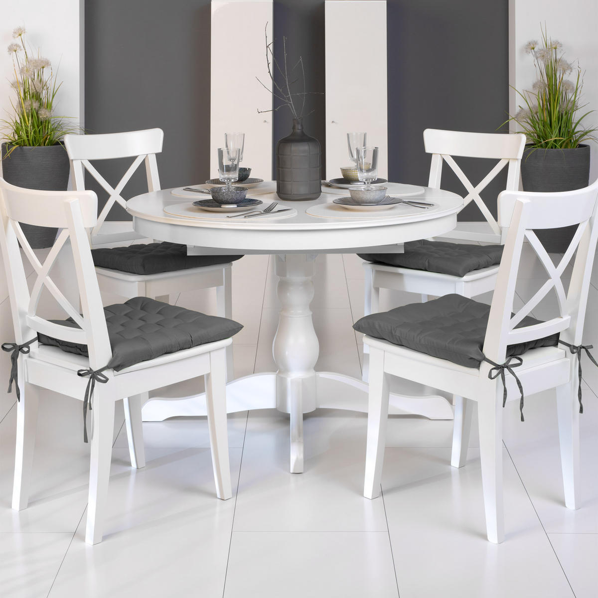 STUHLKISSEN Lea 40/40/5 cm Anthrazit 4tlg - Anthrazit, Kunststoff/Textil (40/40/20cm) - Beautissu 