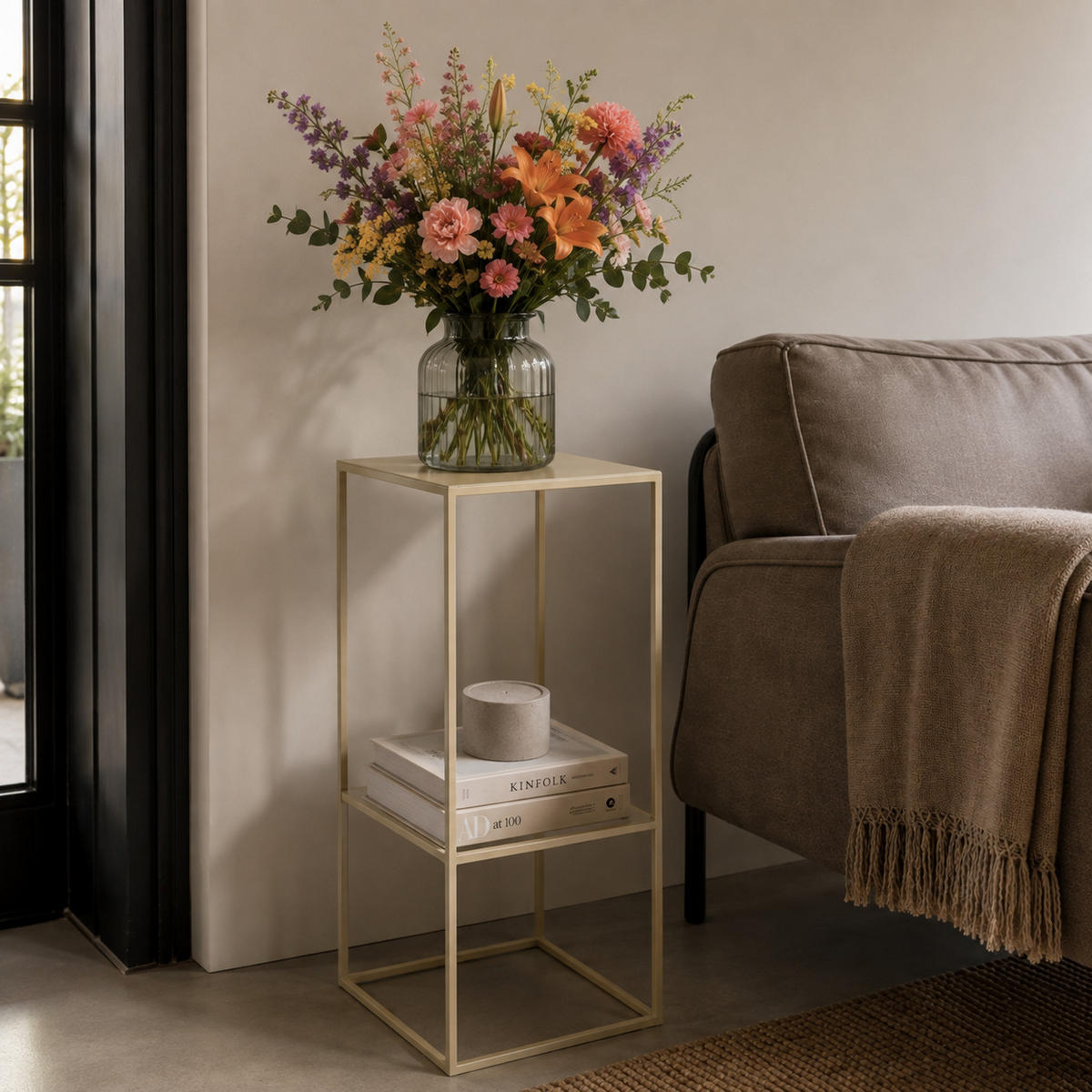 BLUMENTISCH Beran - Beige, Metall (35/35/76cm) - LOFT42