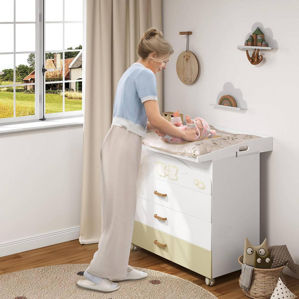 WICKELAUFSATZ für Kommode, 80x10x75 cm, Weiß - Weiß, Holzwerkstoff (80/10/75cm) - Woltu