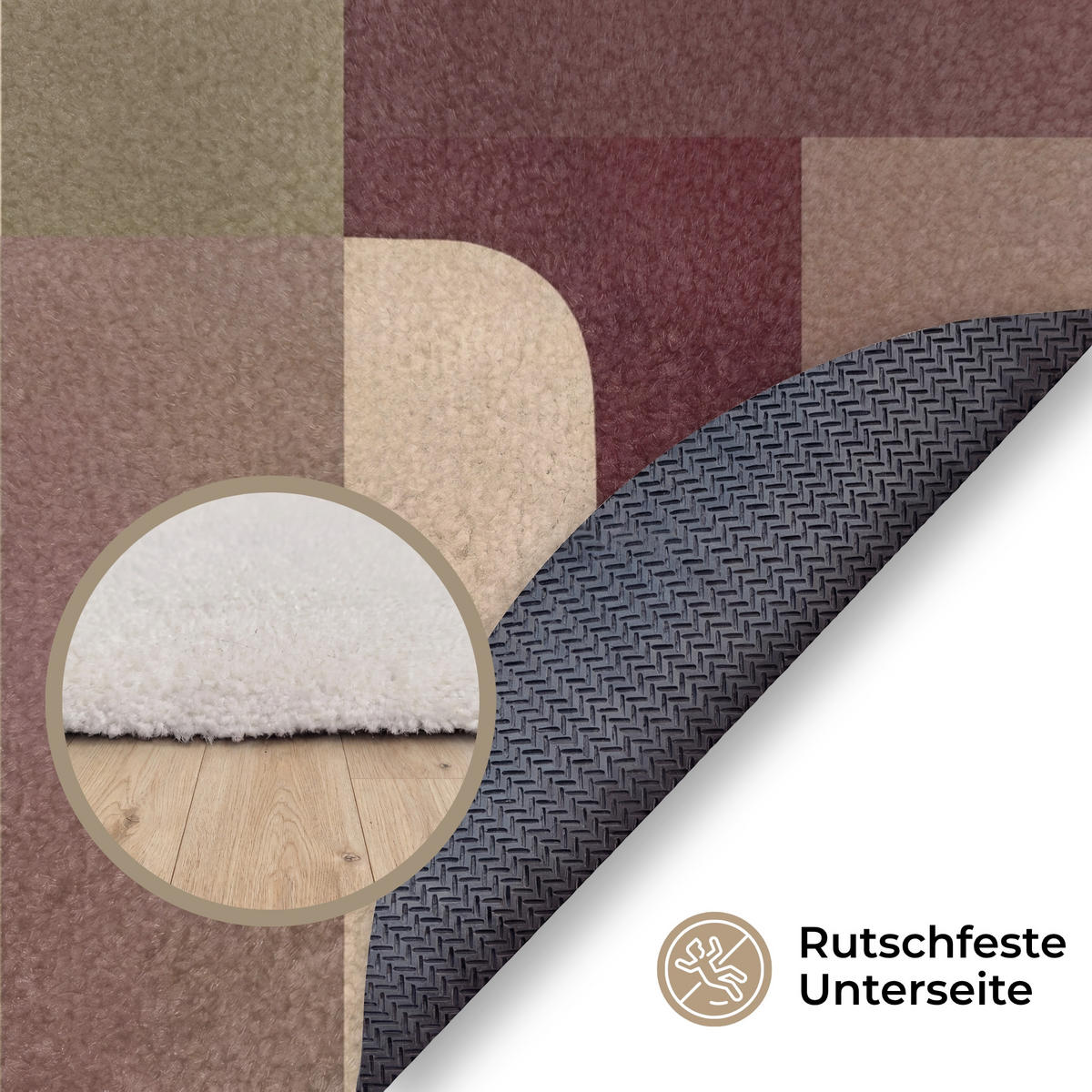 KOBERCE - Roviny - abstraktné - Bordeaux - línie - 90x90 cm - viacfarebná, textil/plast (90/0.4cm) - OnlyWow