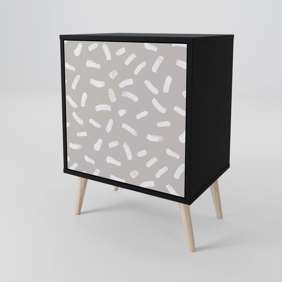 SIDEBOARD PASSING SECONDS, Schwarz, 57,5x42x70,5 cm, Schwarze Metall-Sternfüße - Multicolor/Schwarz, Holzwerkstoff/Metall (57.5/70.5/42cm) - SpaceRebels