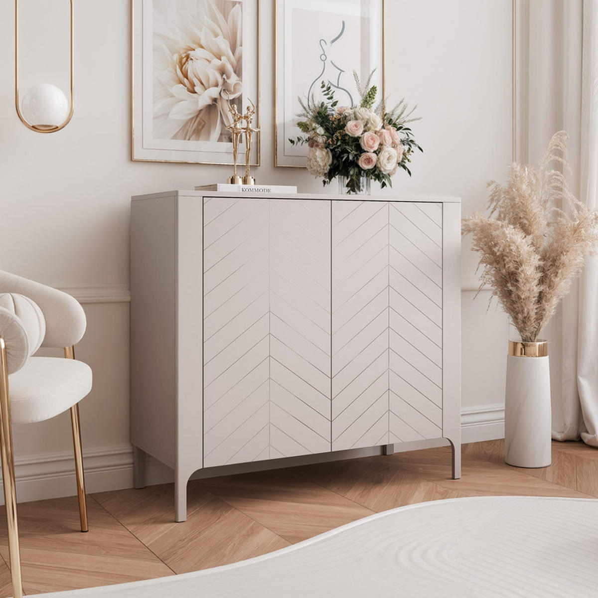 KOMMODE LORIEN 103 cm, Kaschmir - Kaschmir, Holzwerkstoff/Metall (103/95.1/40.6cm) - Idohome