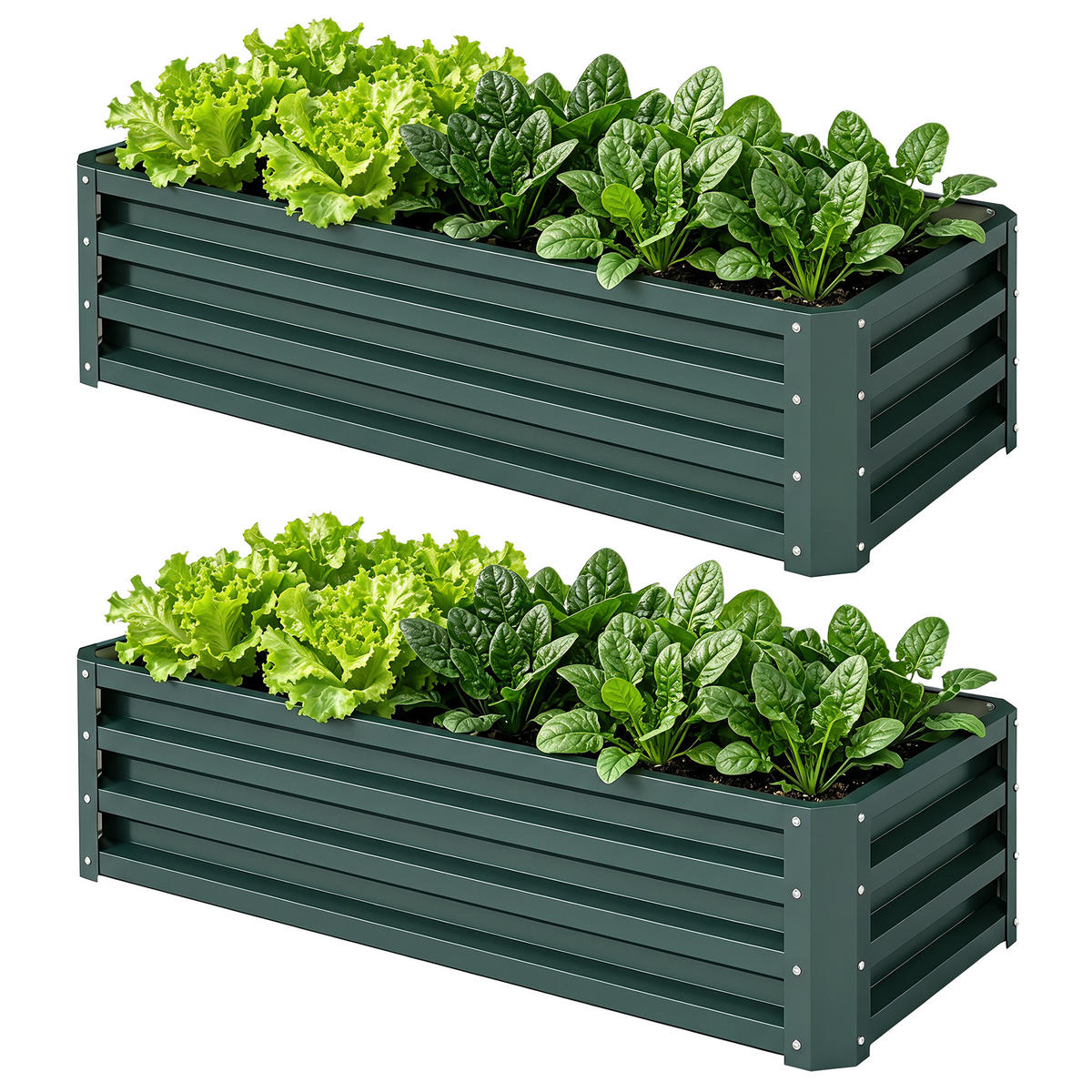 HOCHBEET DE-05348 2er-Set, Metall, offener Boden Grün - Grün, Metall (110/30/50cm) - ComfortXL