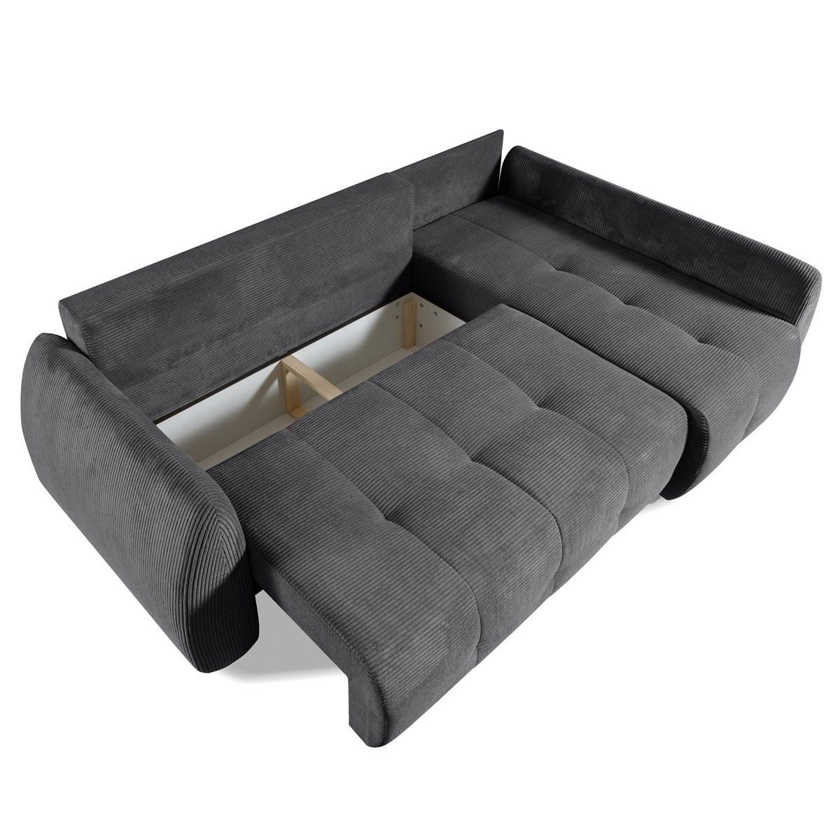 ECKSOFA Luna Dunkelgrau, mit Schlaffunktion - Dunkelgrau, Holzwerkstoff/Textil (252/155cm) - Bettso