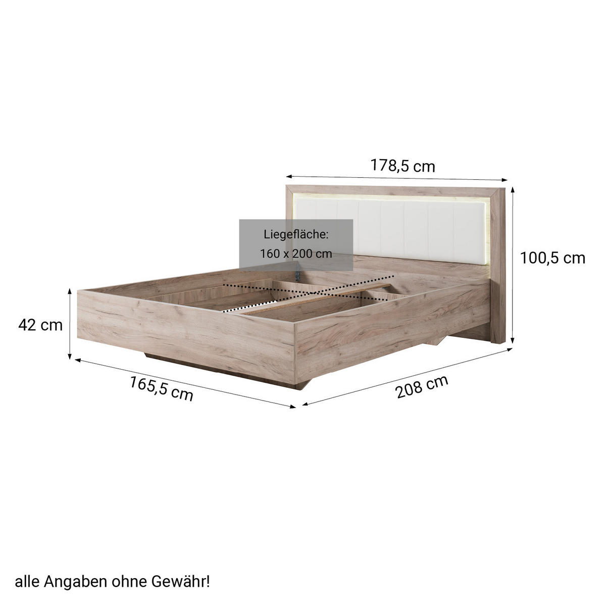 HOLZBETT mit Kopfteil 160x200 cm - Braun, Holz - Homestyle4u