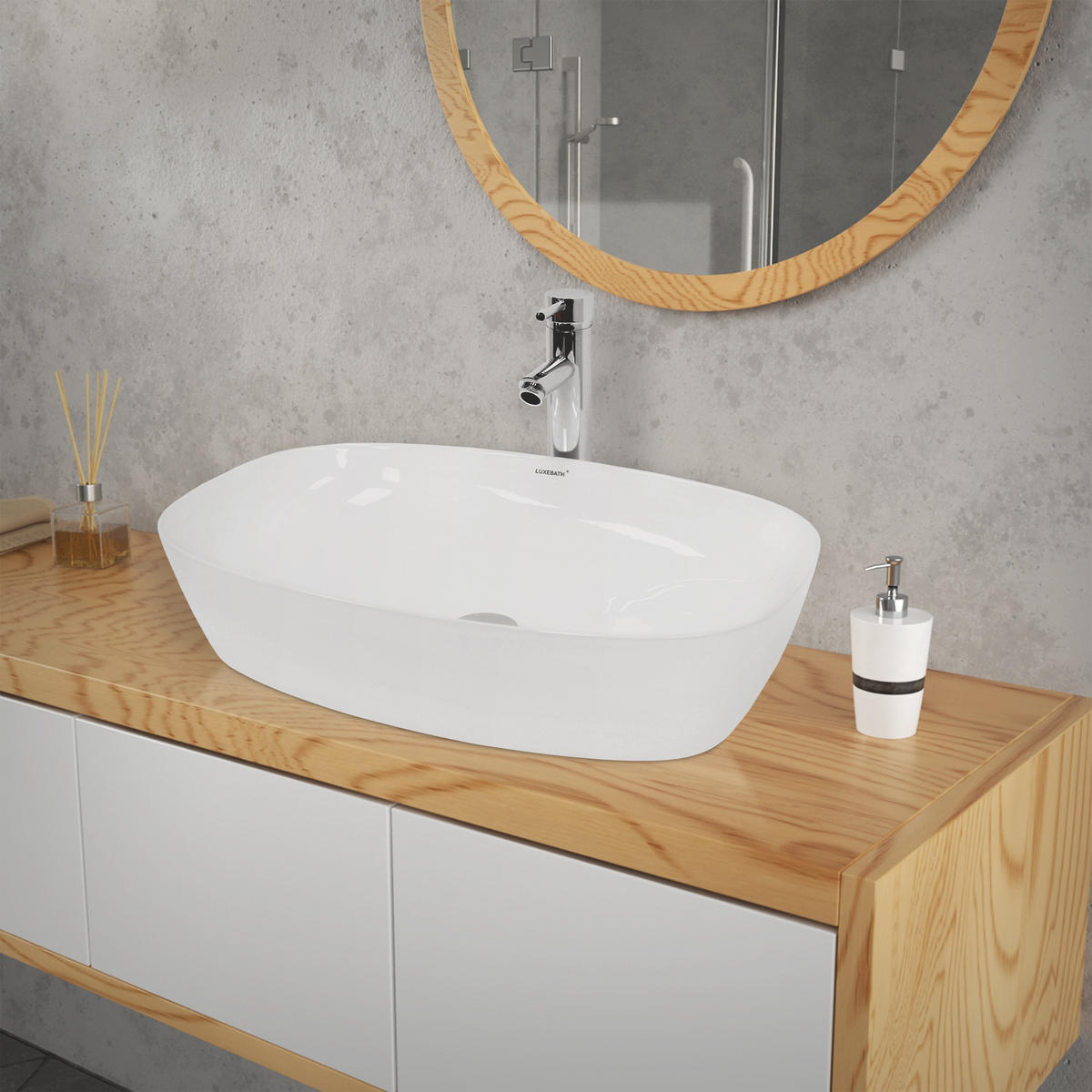 WASCHBECKEN - Weiß, Keramik (38/14/60.5cm) - LuxeBath